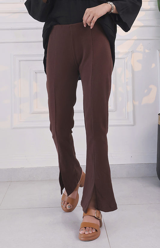 The Stretchy Flared Rib Chocolate Brown