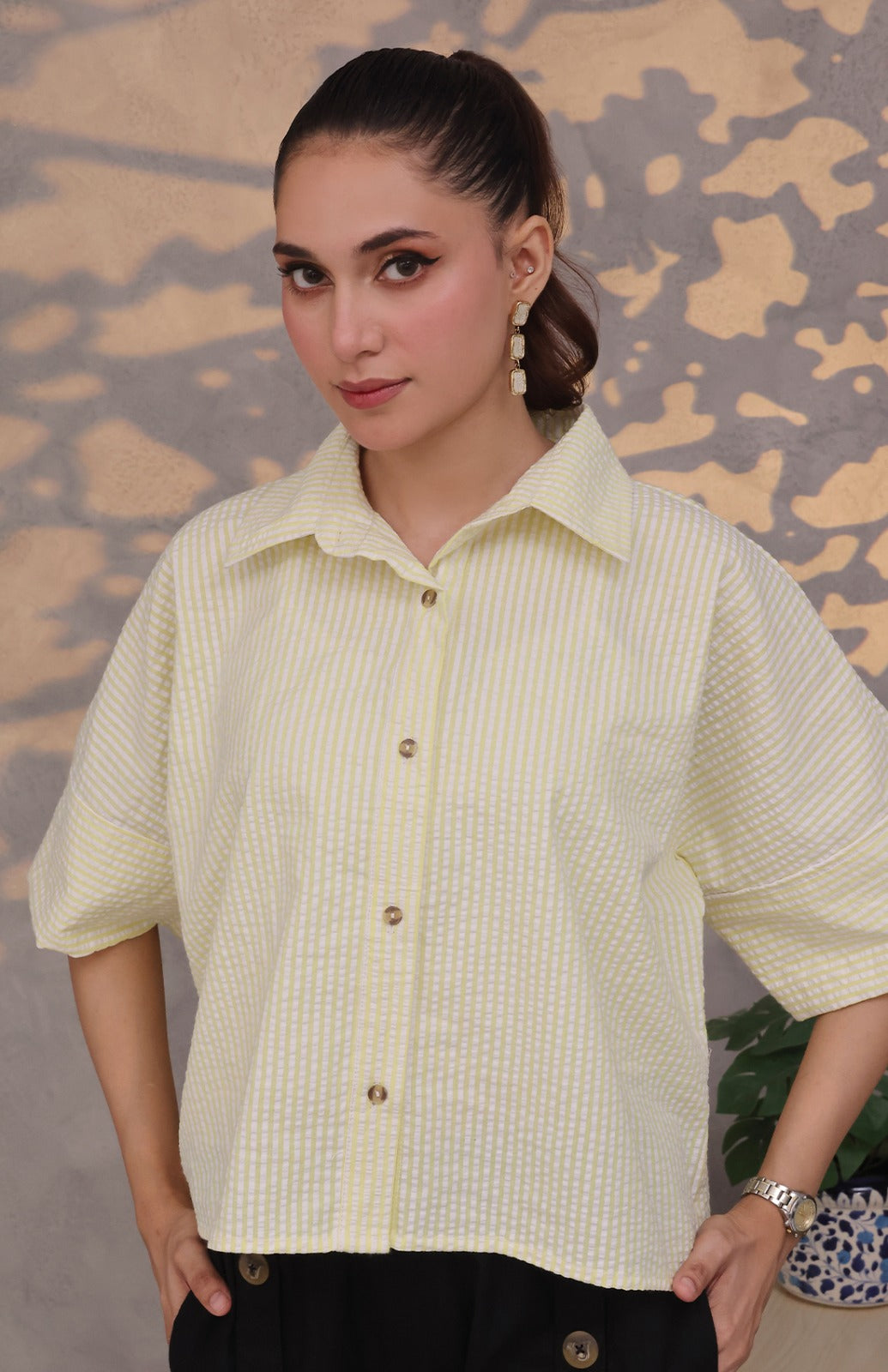 Wide Sleeve Striped Shirt
