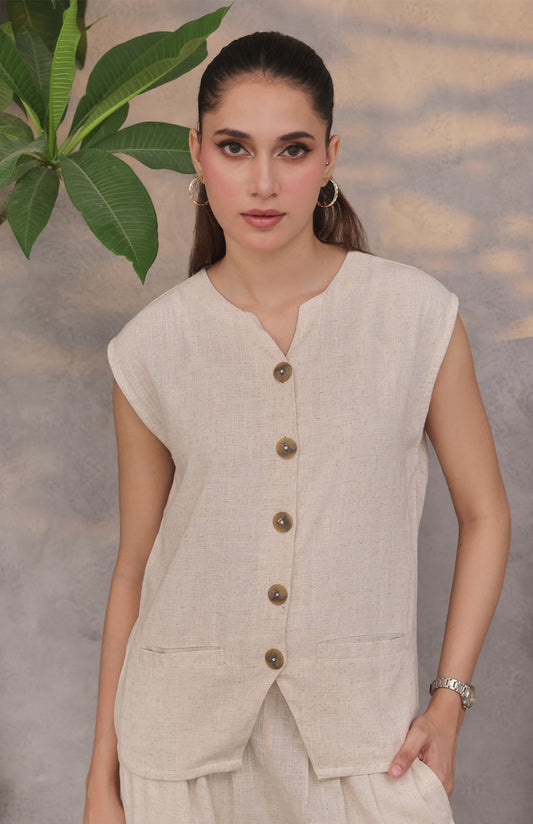 Linen City Vest Cream