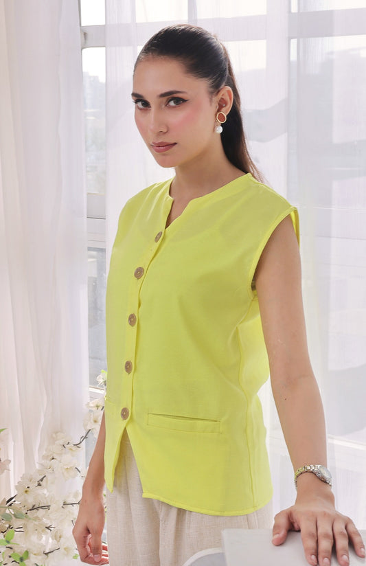 Linen City Vest Butter