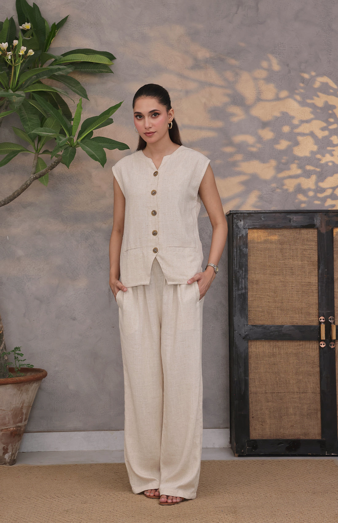 Linen City Vest Cream