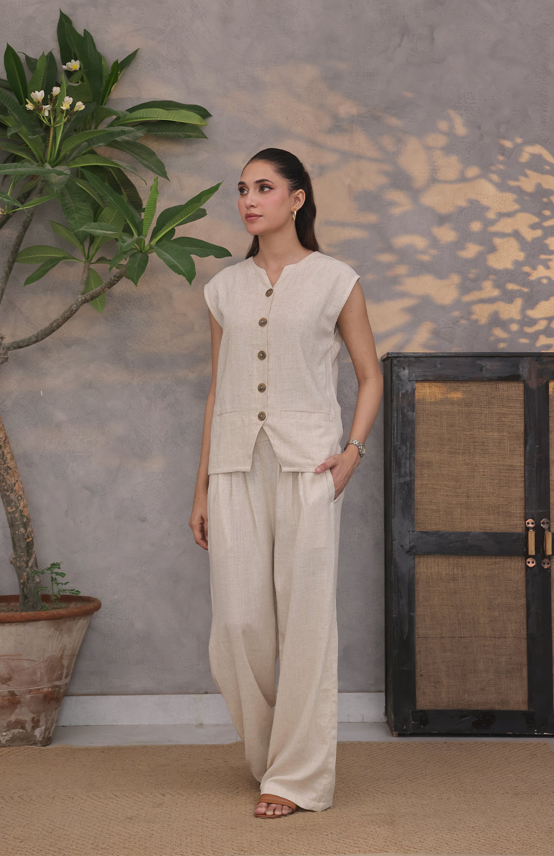 Linen City Vest Cream