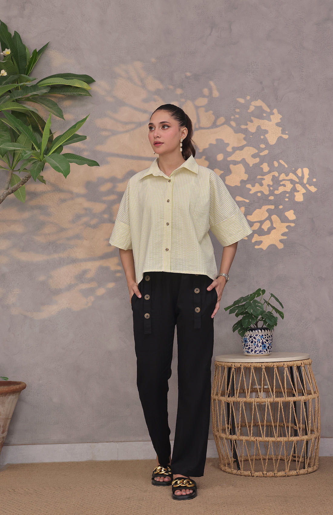 Wide Sleeve Striped Shirt