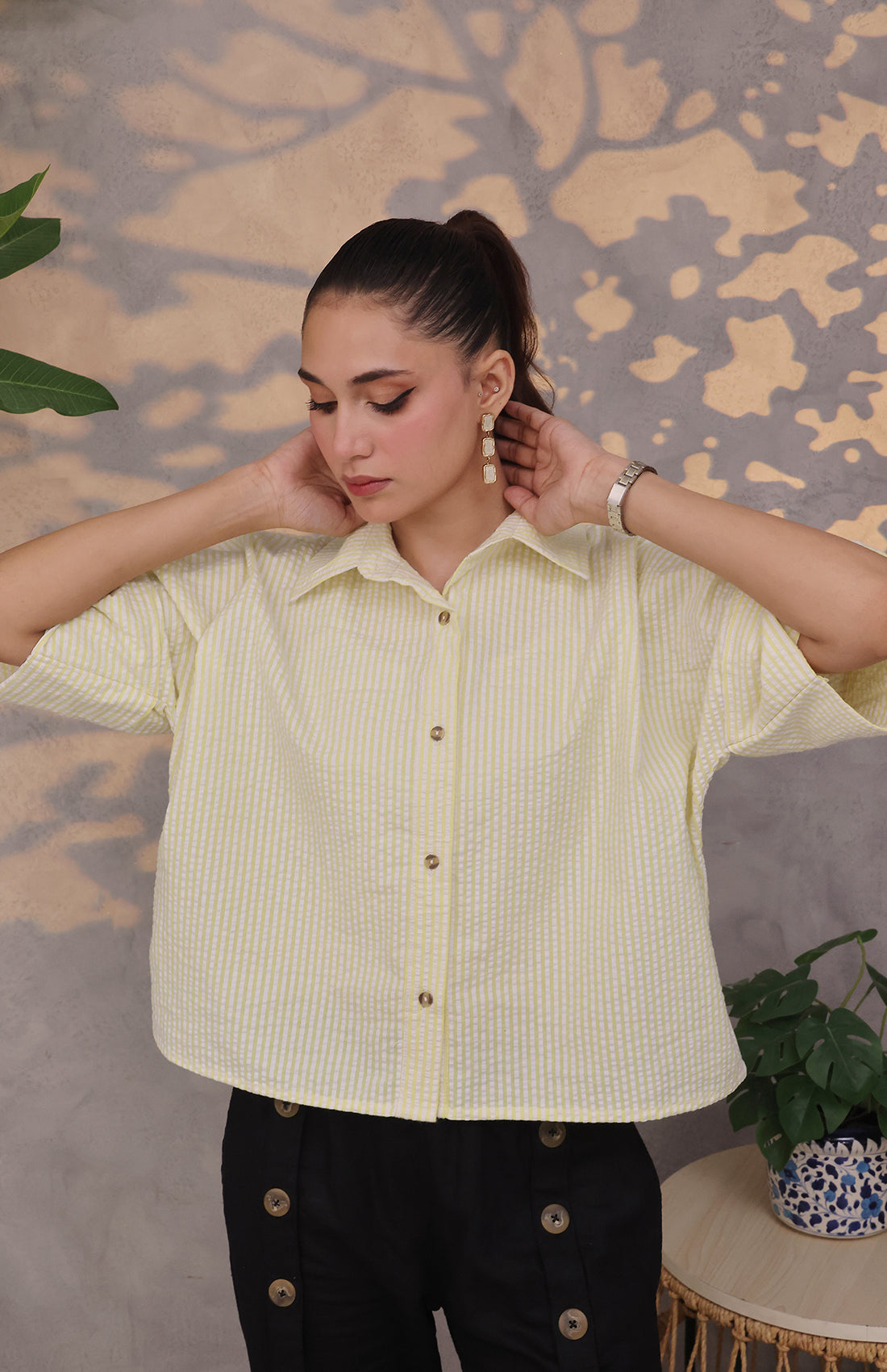 Wide Sleeve Striped Shirt