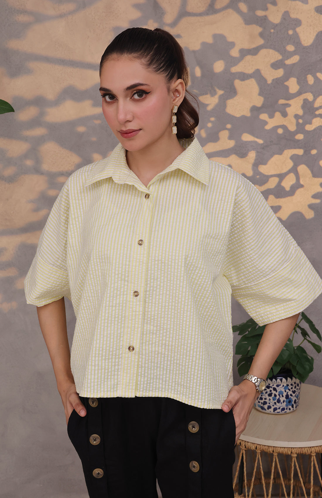 Wide Sleeve Striped Shirt