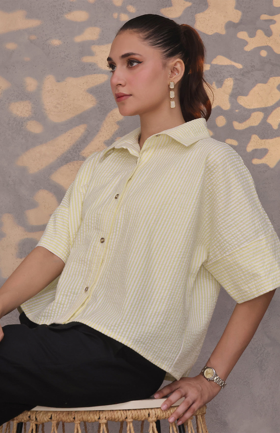 Wide Sleeve Striped Shirt