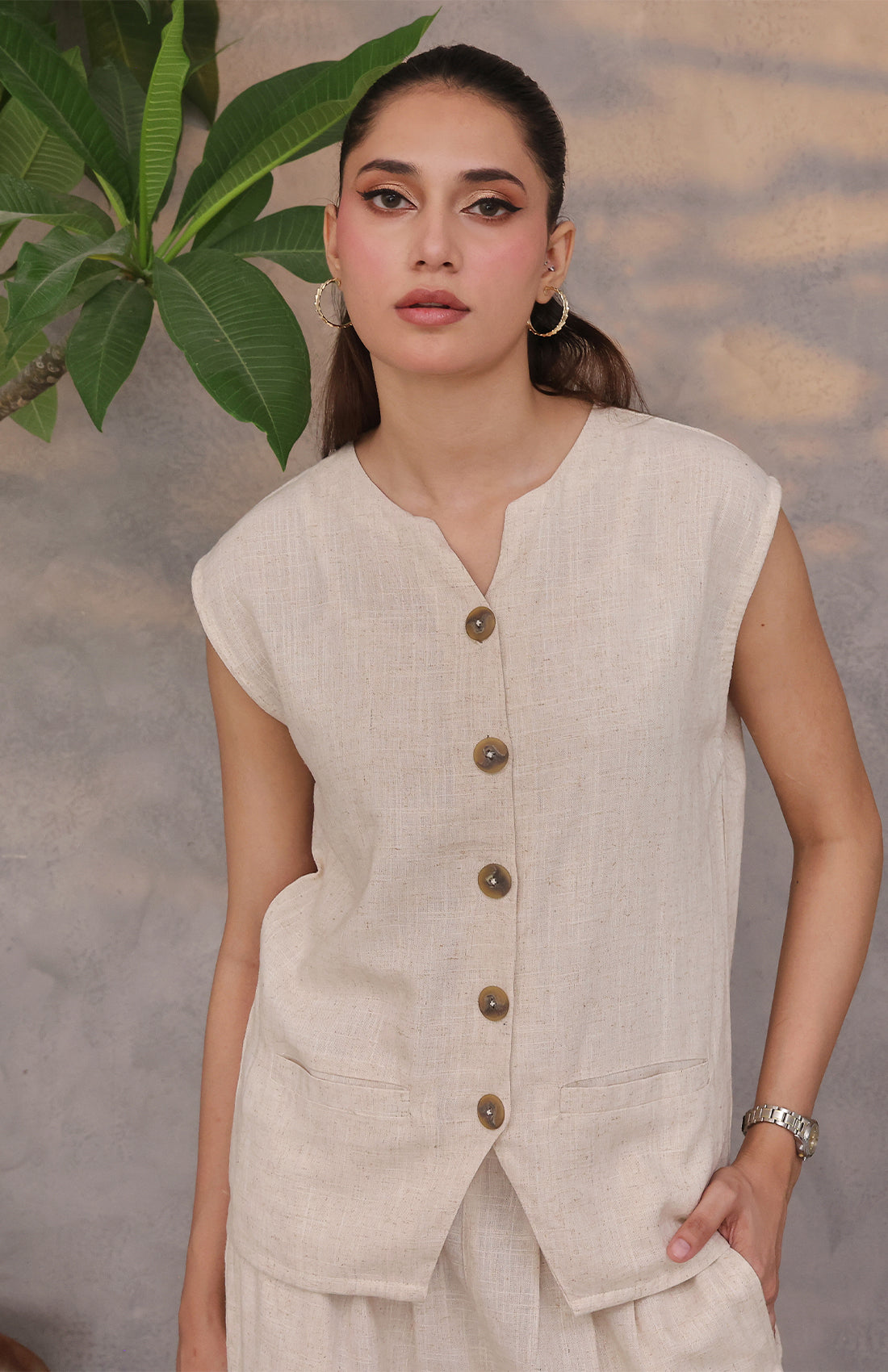 Linen City Vest Cream
