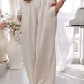 Linen Blend Wide Leg Trousers