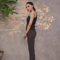 Contrast Trim Ribbed Top Black