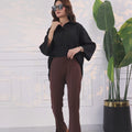 The Stretchy Flared Rib Chocolate Brown