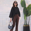 The Stretchy Flared Rib Chocolate Brown