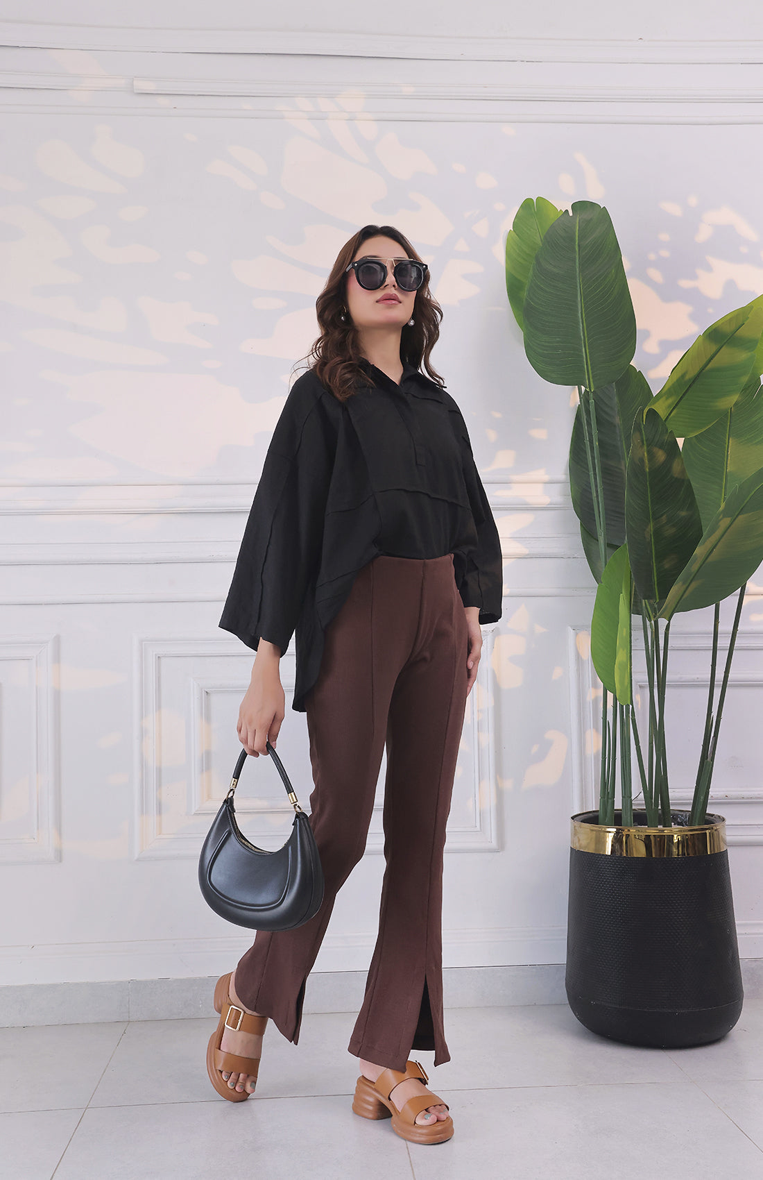 The Stretchy Flared Rib Chocolate Brown