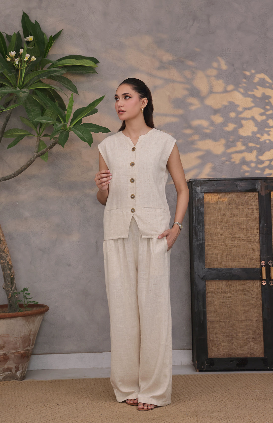 Linen City Vest Cream