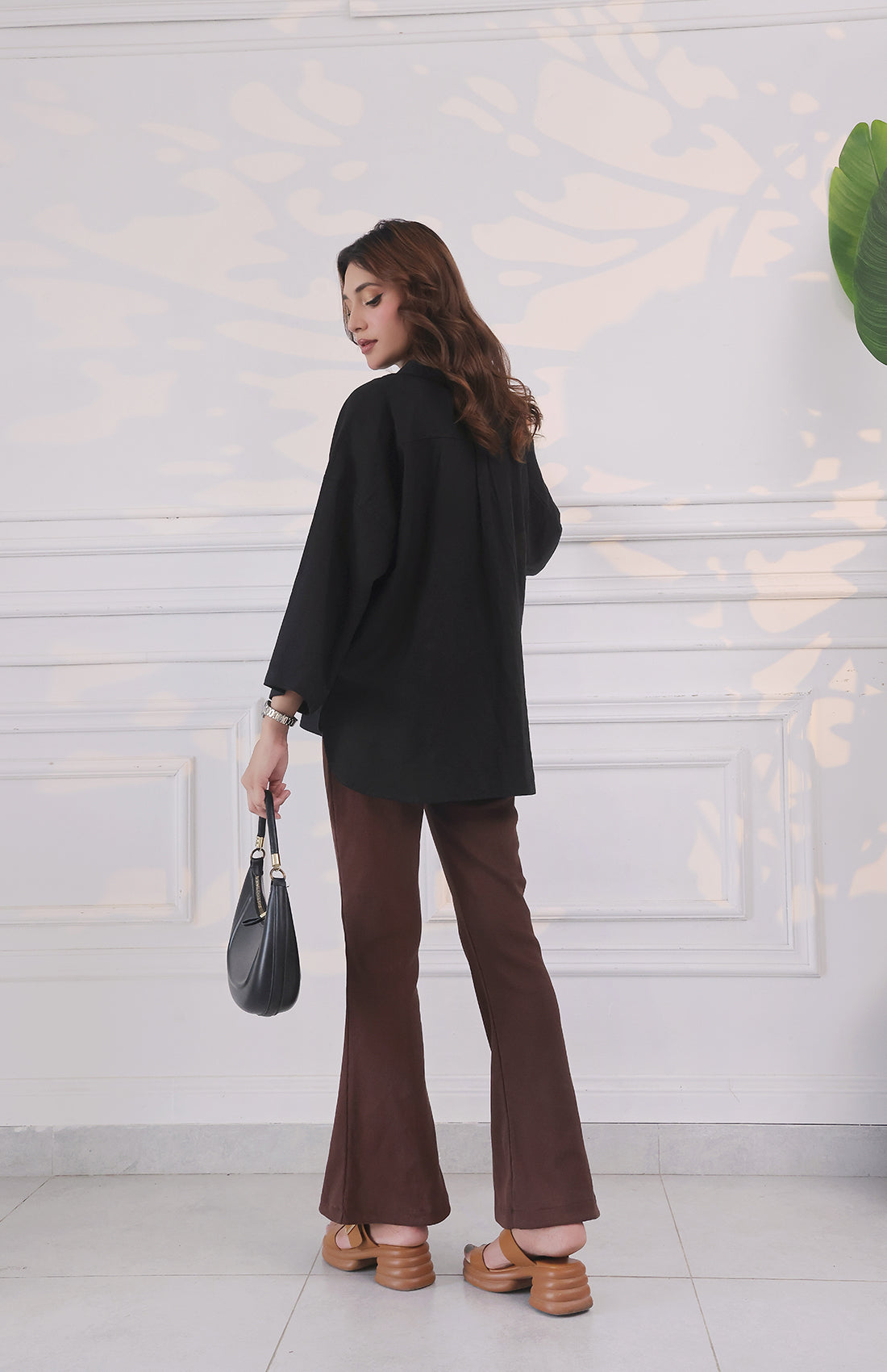 The Stretchy Flared Rib Jet Black