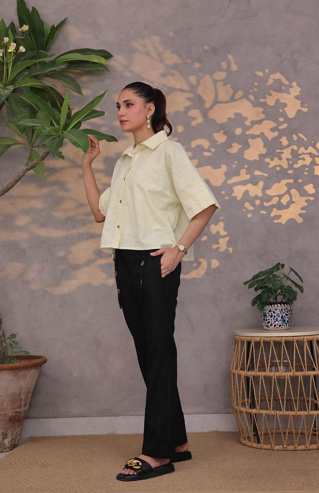 Wide Sleeve Striped Shirt