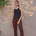 Contrast Trim Ribbed Top