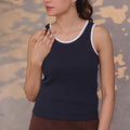 Contrast Trim Ribbed Top